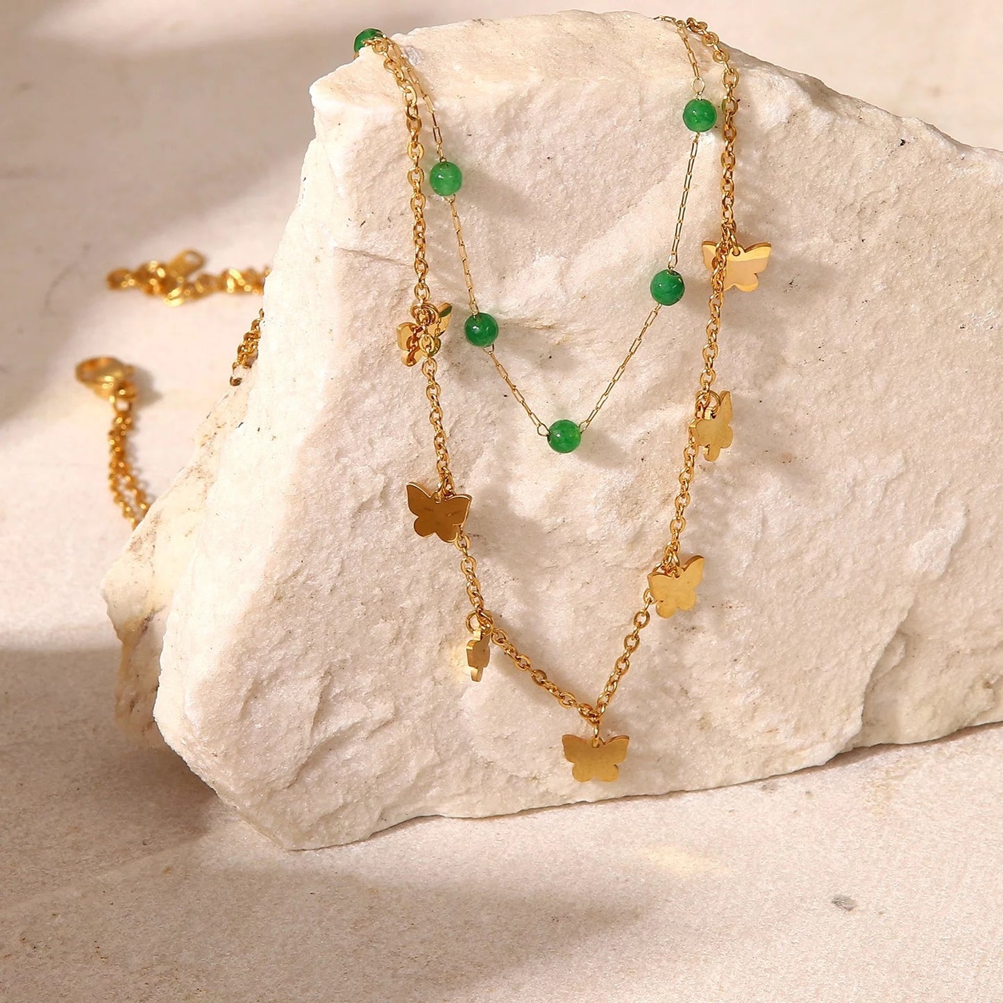 Double layer butterfly necklace
