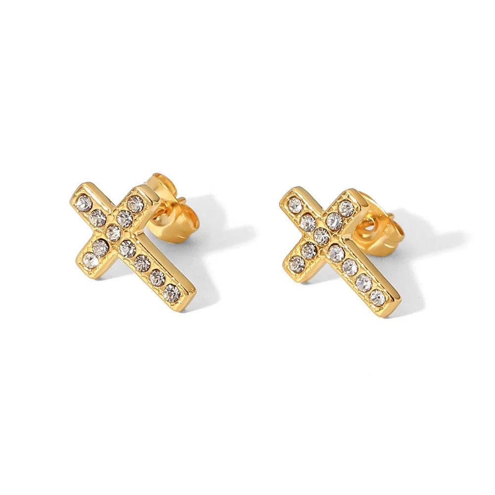 Cross stud earrings