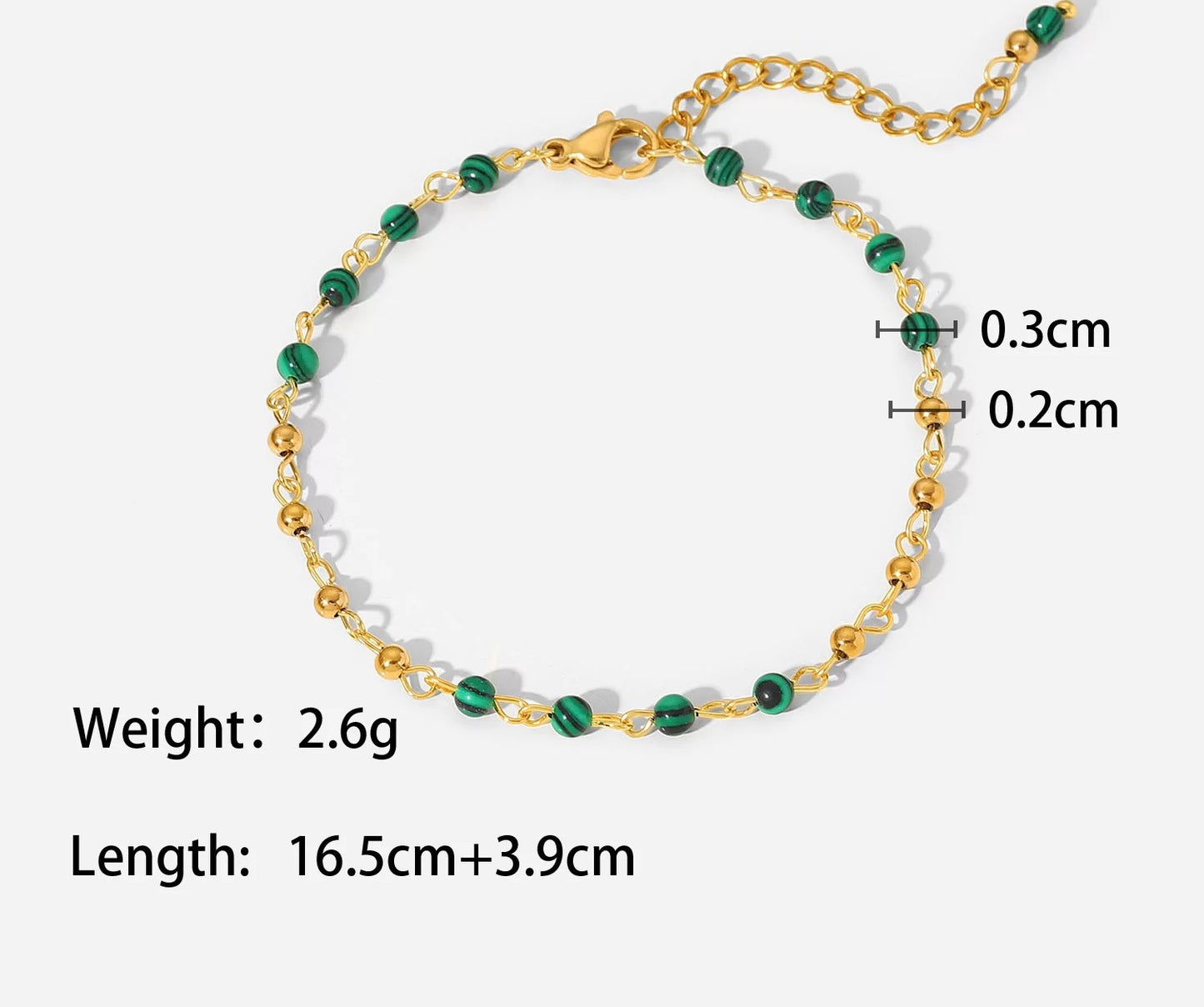 Green malachite charm bracelet