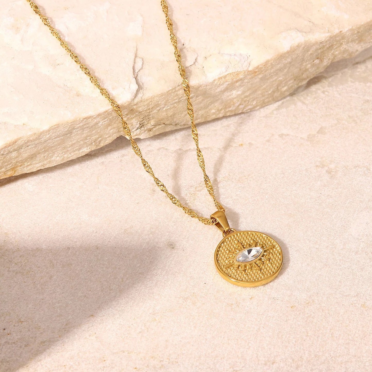 Oval Zircon Evil eye necklace