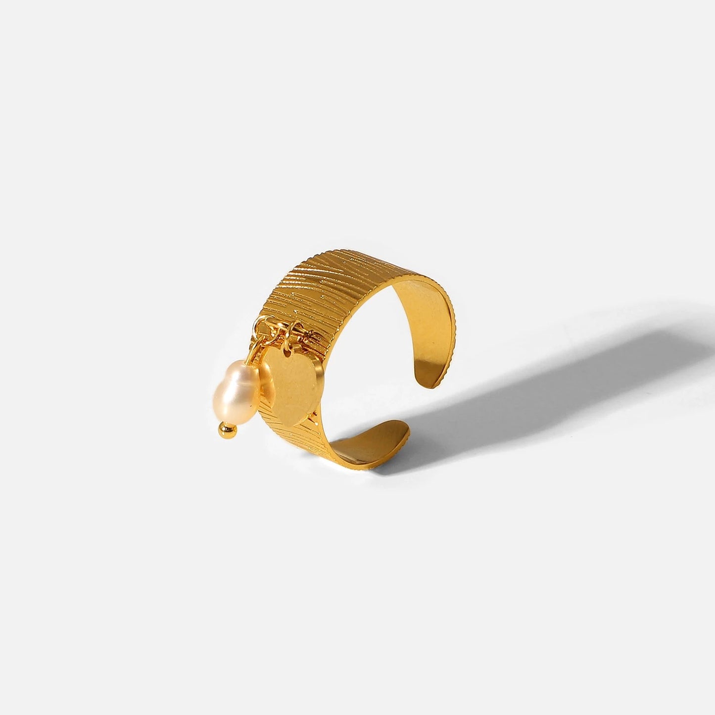Heart and Pearl adjustable ring