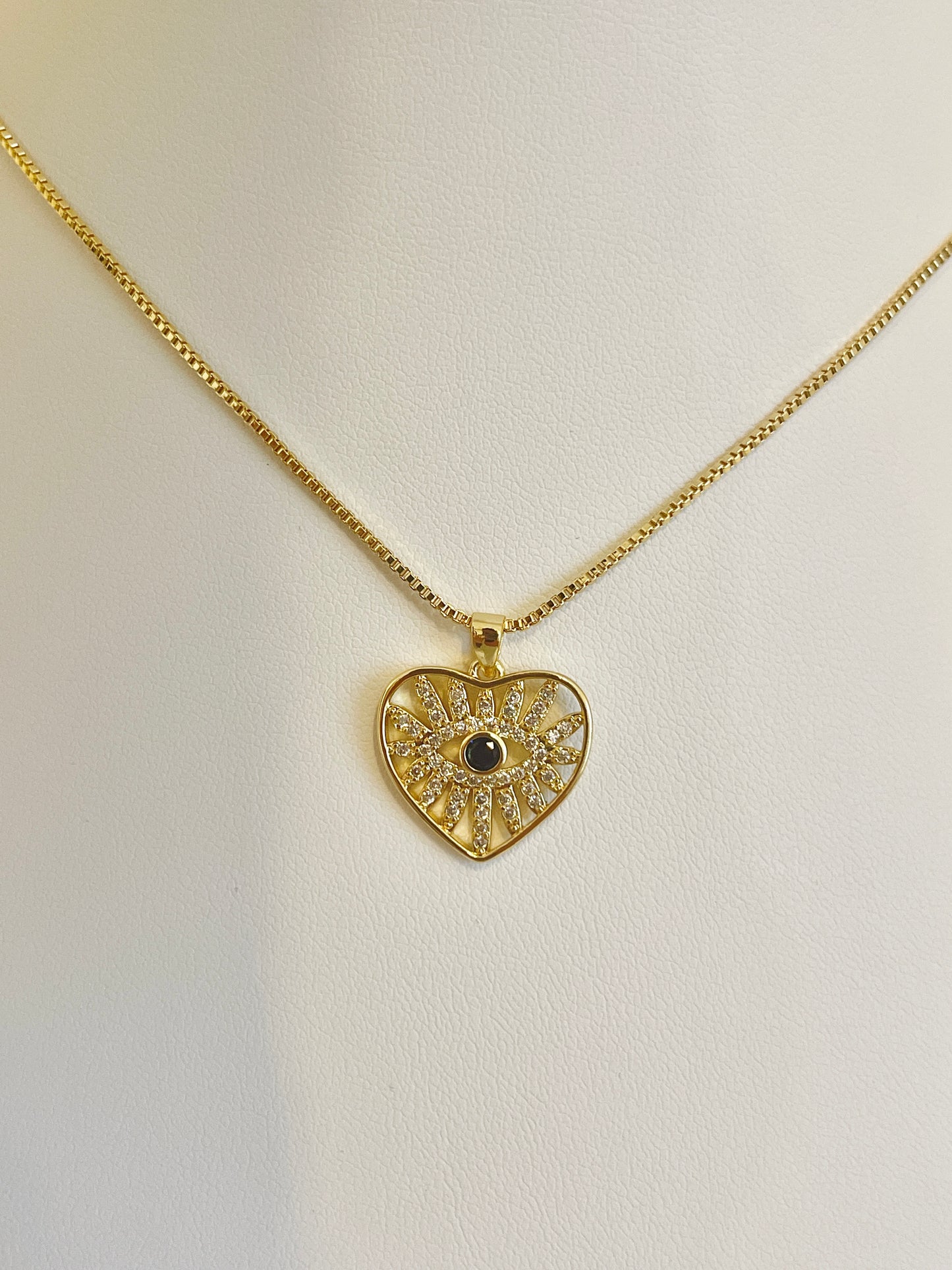Heart evil eye necklace