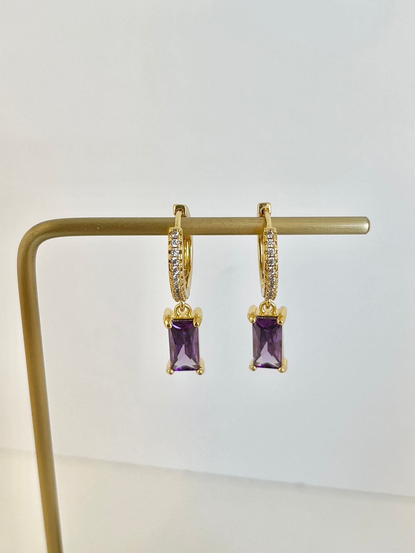 Purple Crystal Hoops Earrings