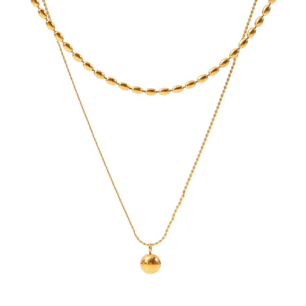 Double layer bead necklace