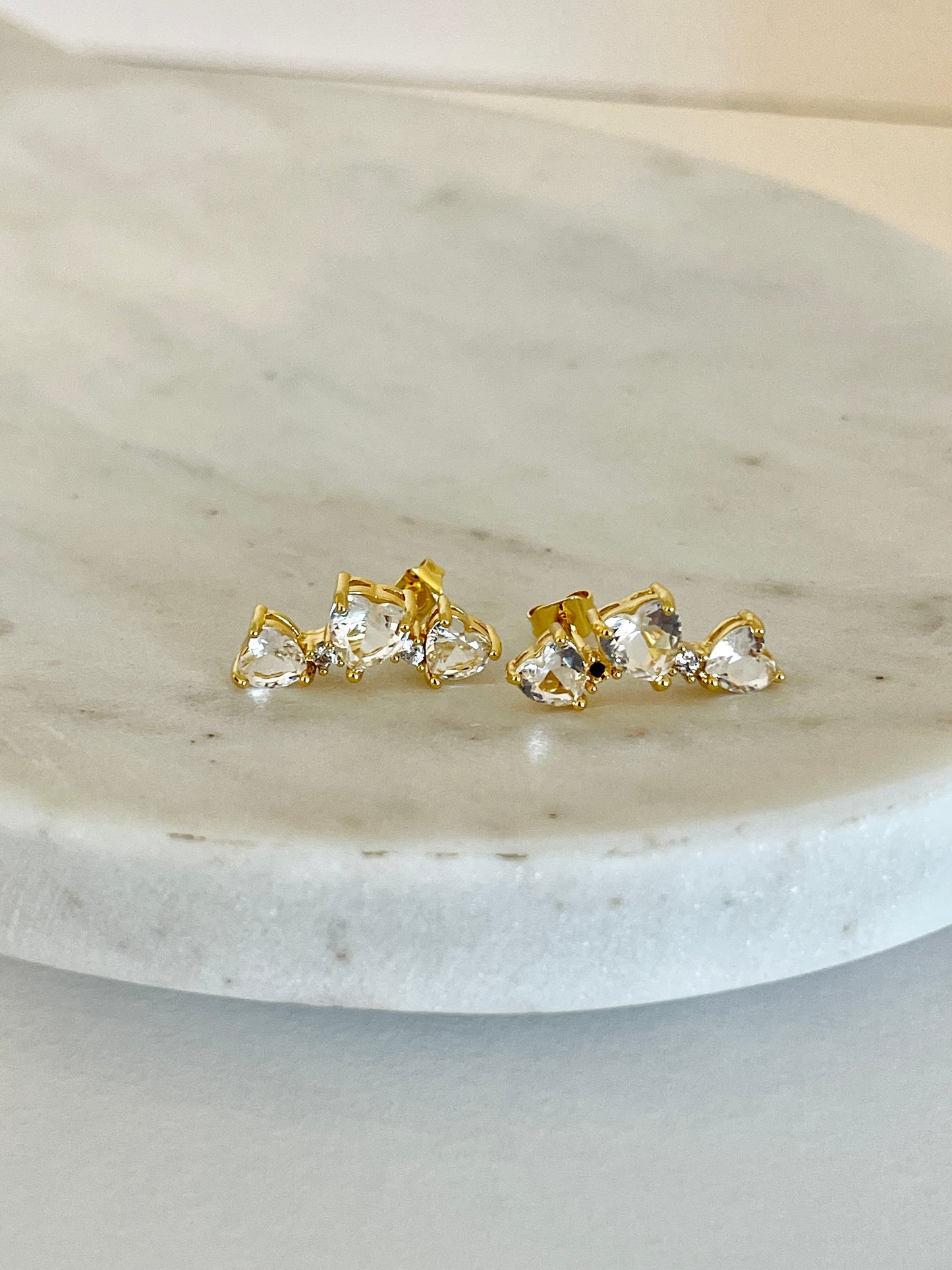 Triple hearts stud earrings