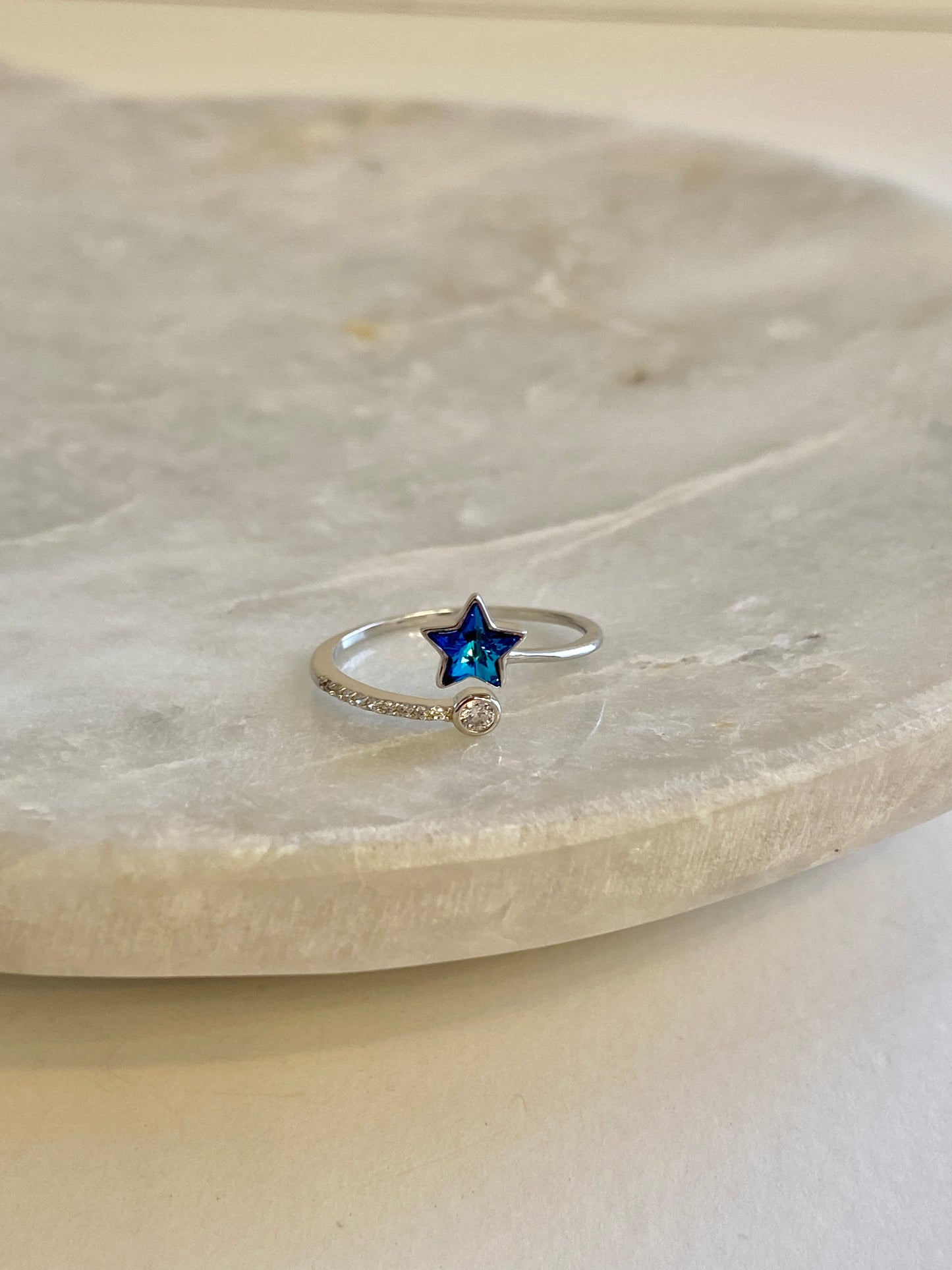 Blue star adjustable ring