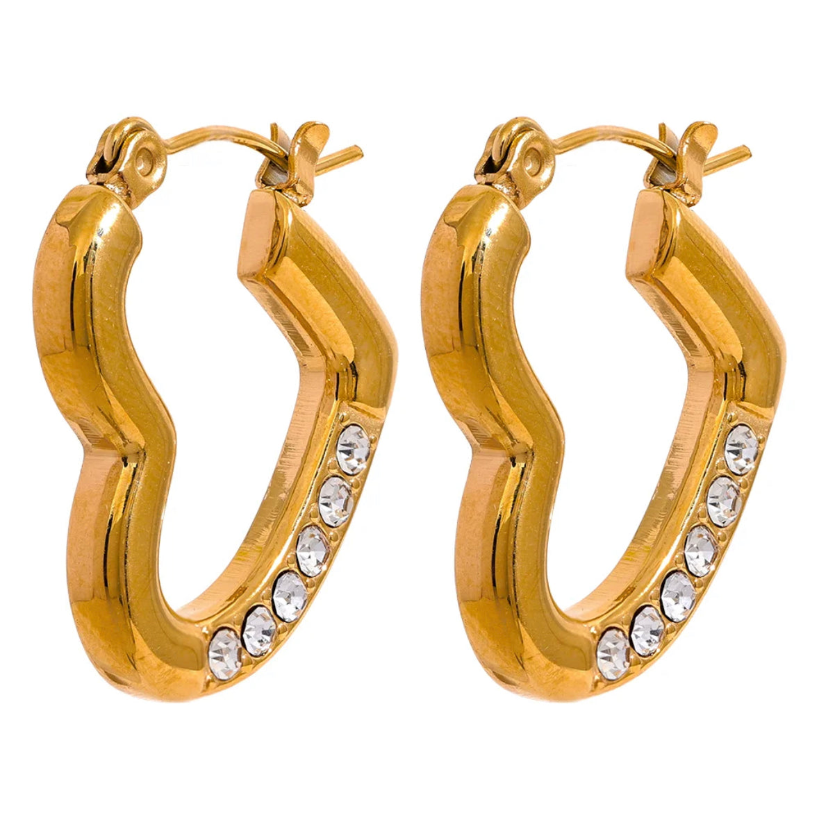 Gold heart hoop earrings