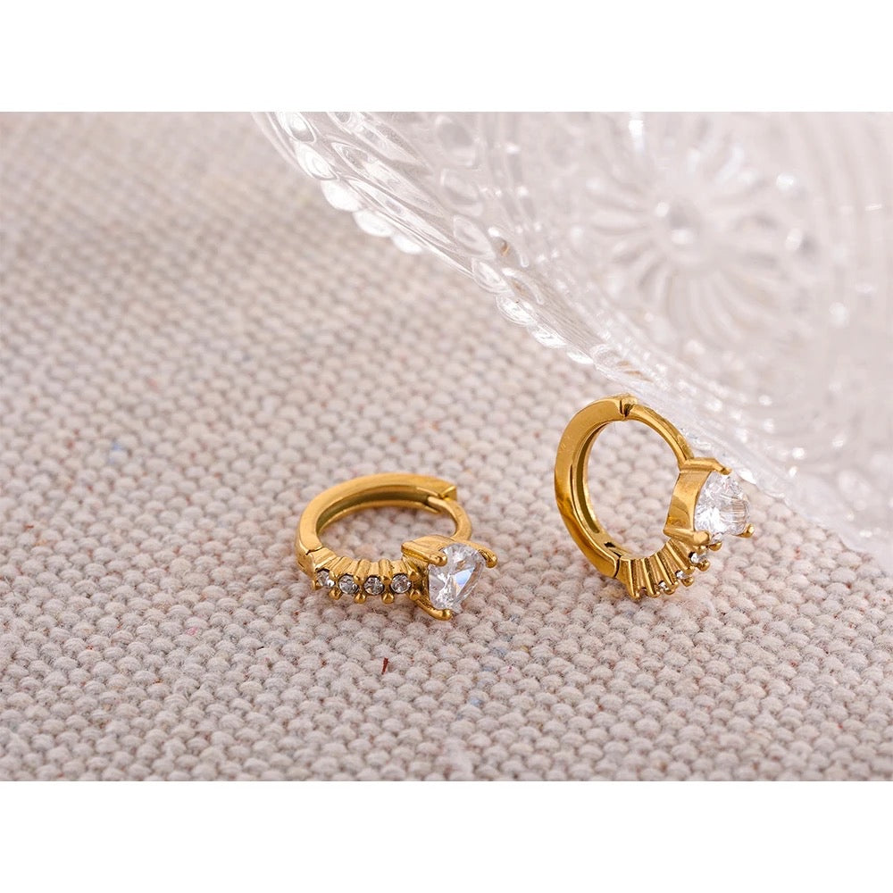 Heart huggie hoop earrings