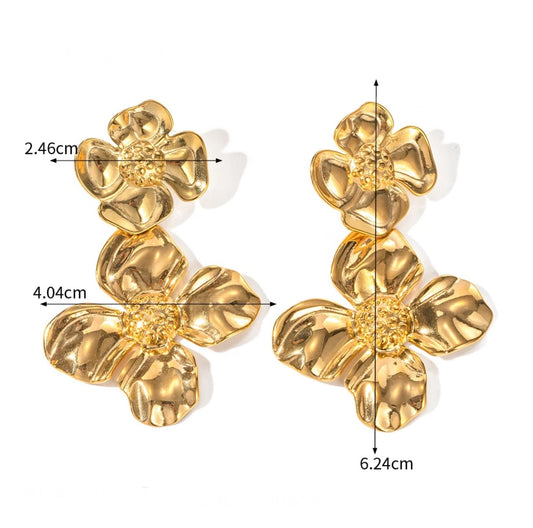 Double big flowers earrings