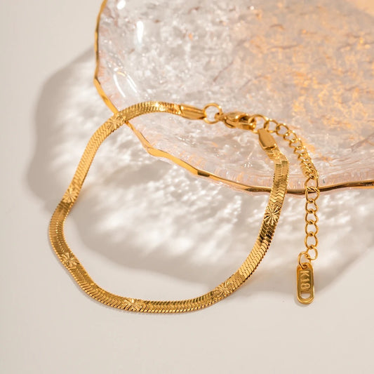 Embossed flower flat snake bracelet