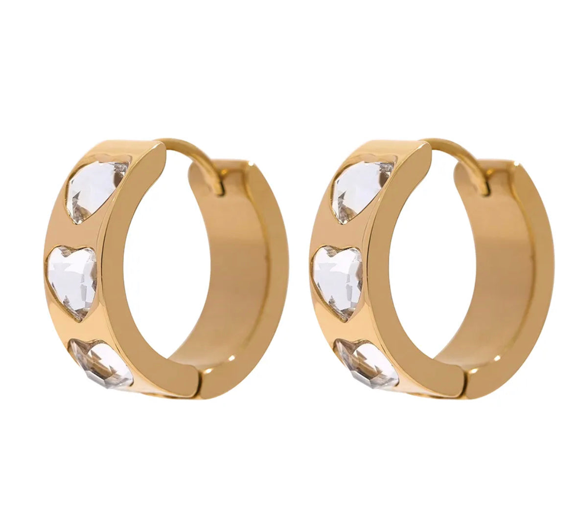 Heart Huggie hoops
