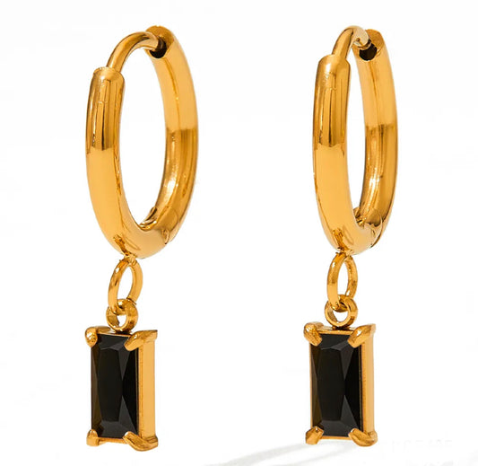 Black charm hoop earring