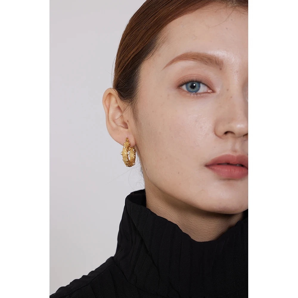 Pearl zirconia elegant hoop