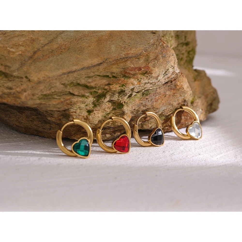 Heart huggie hoop earrings
