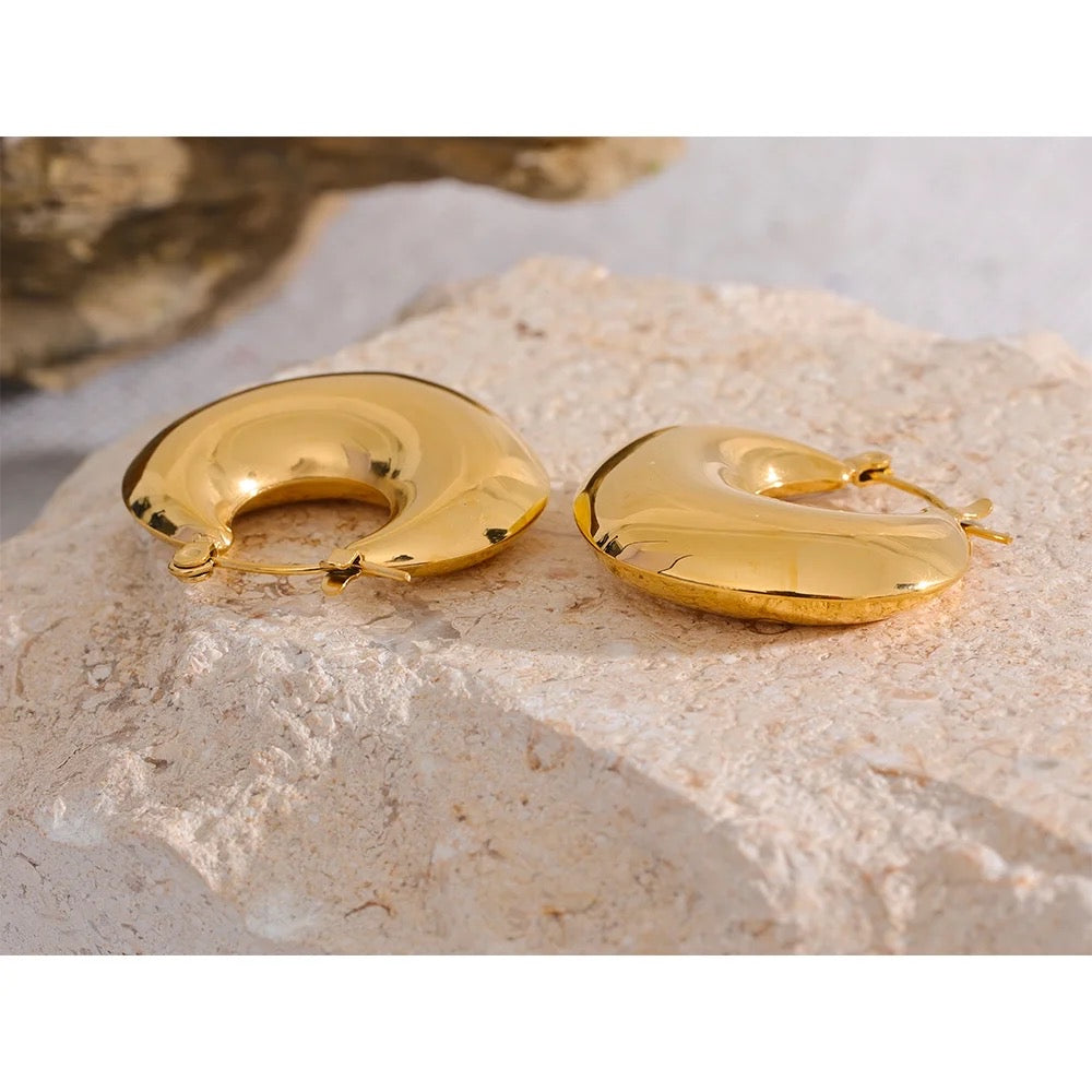 Geometric gold chunky hoop earrings