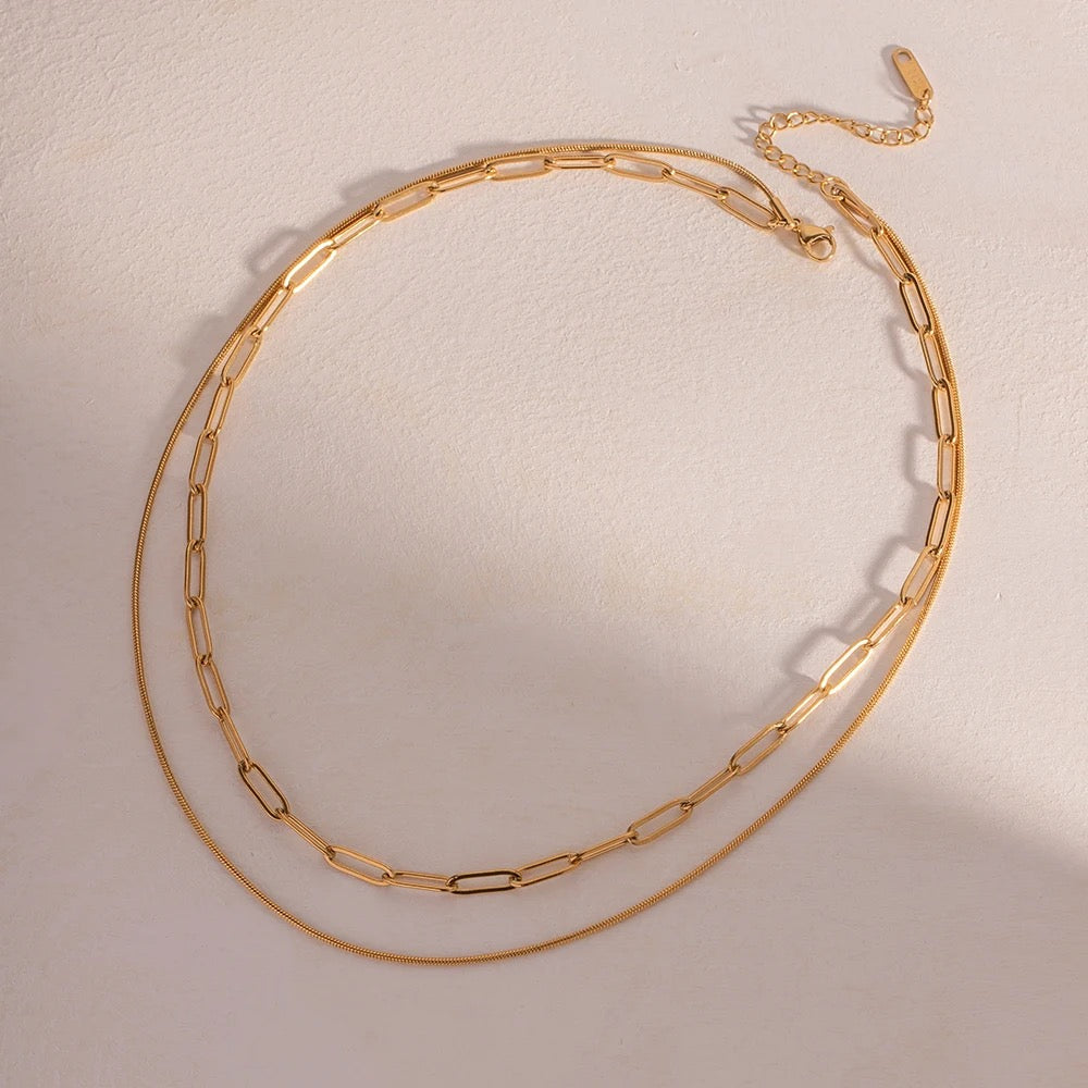 Double layer paper clip necklace