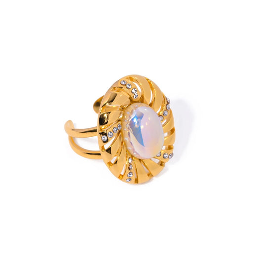 Shiny pearl adjustable ring