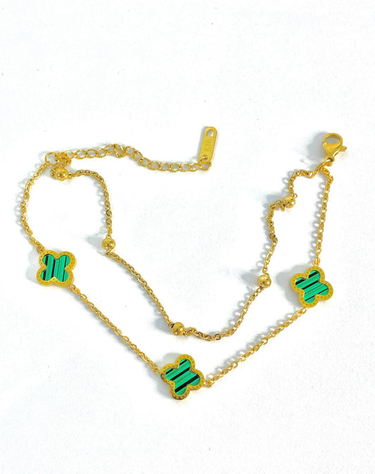 Green clover double bracelet