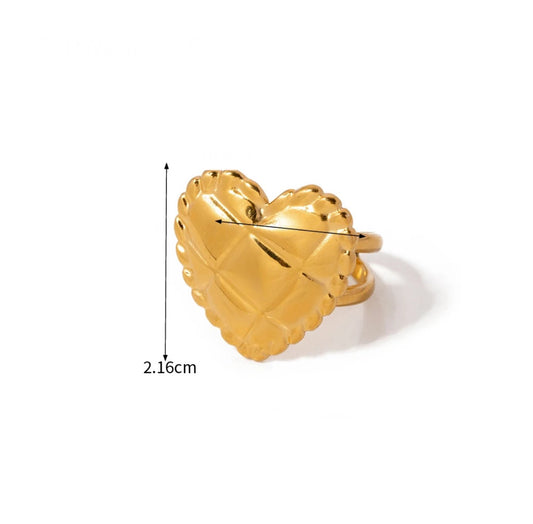 Heart texture adjustable ring