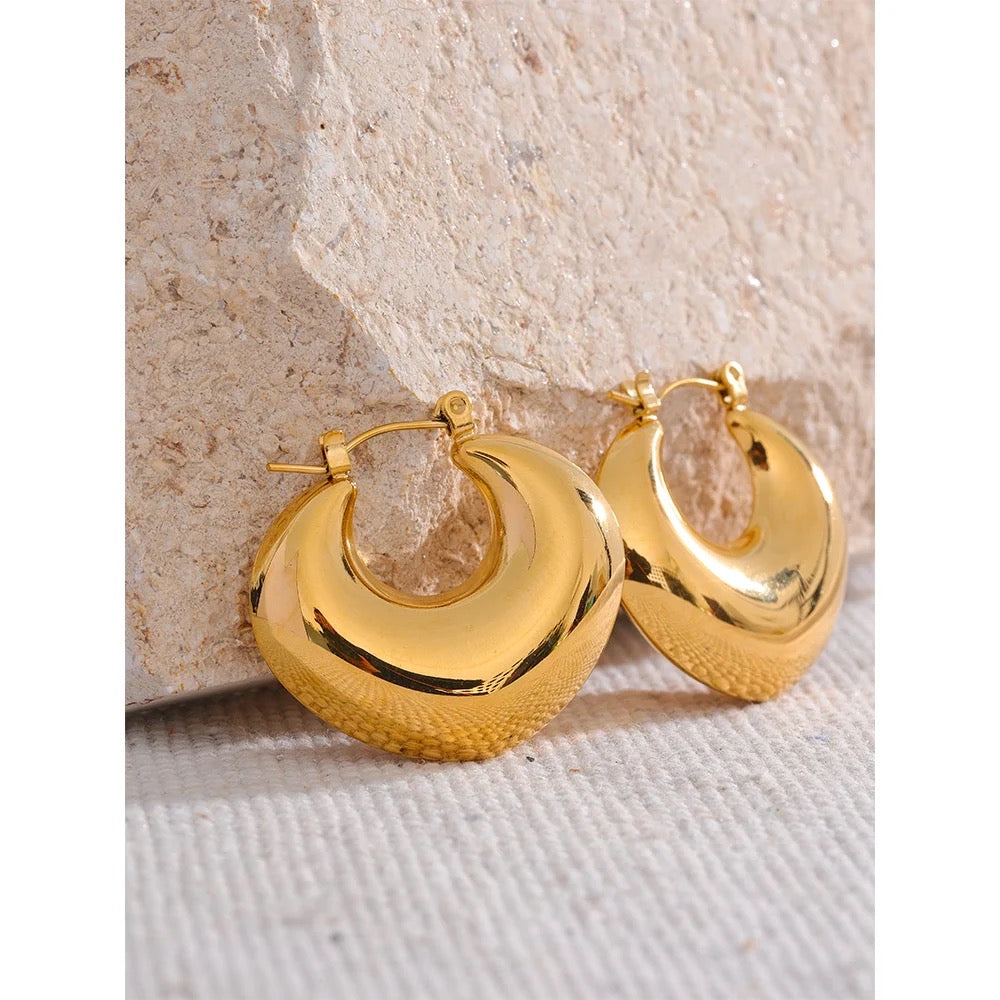 Geometric gold chunky hoop earrings