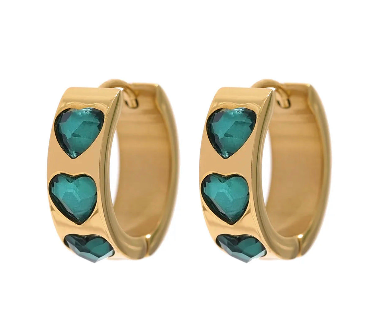 Heart Huggie hoops