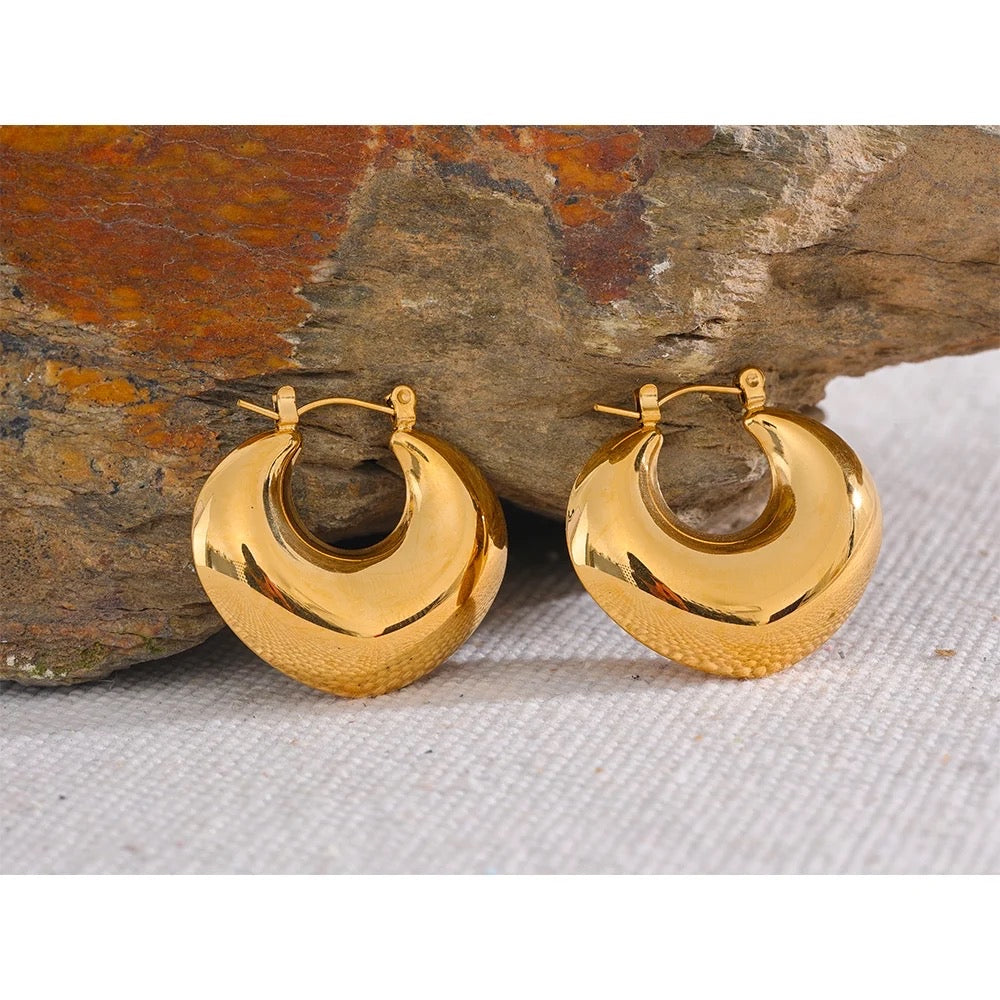 Geometric gold chunky hoop earrings