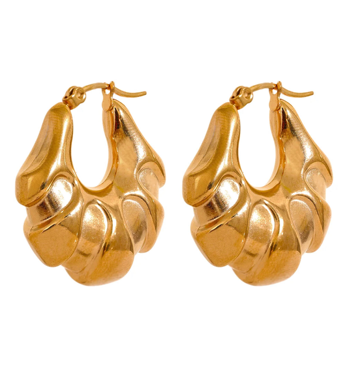 Geometric chunky gold hoop earrings
