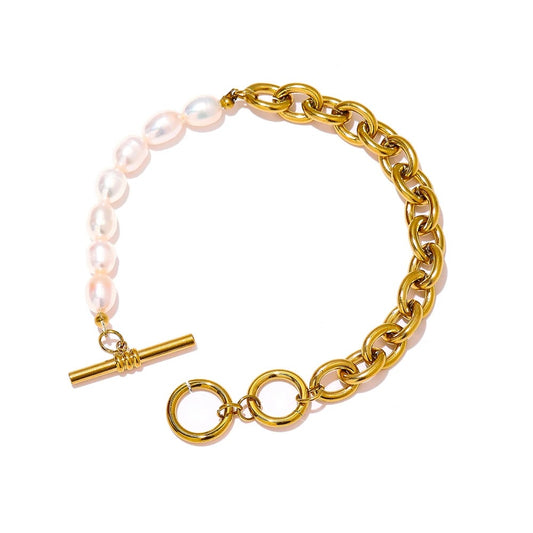 Natural Freshwater Pearls Statement Charm Bracelet