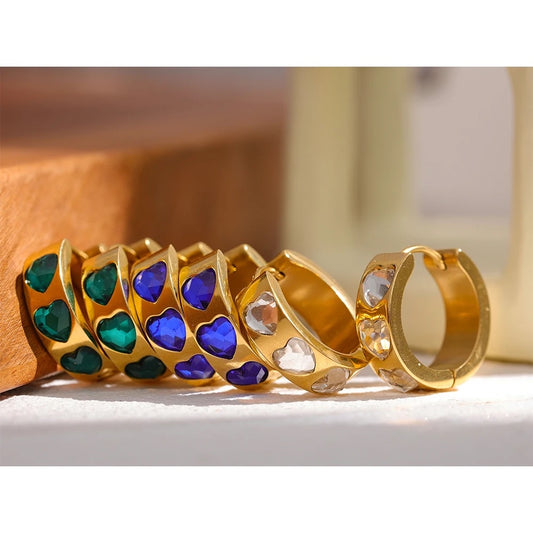 Heart Huggie hoops