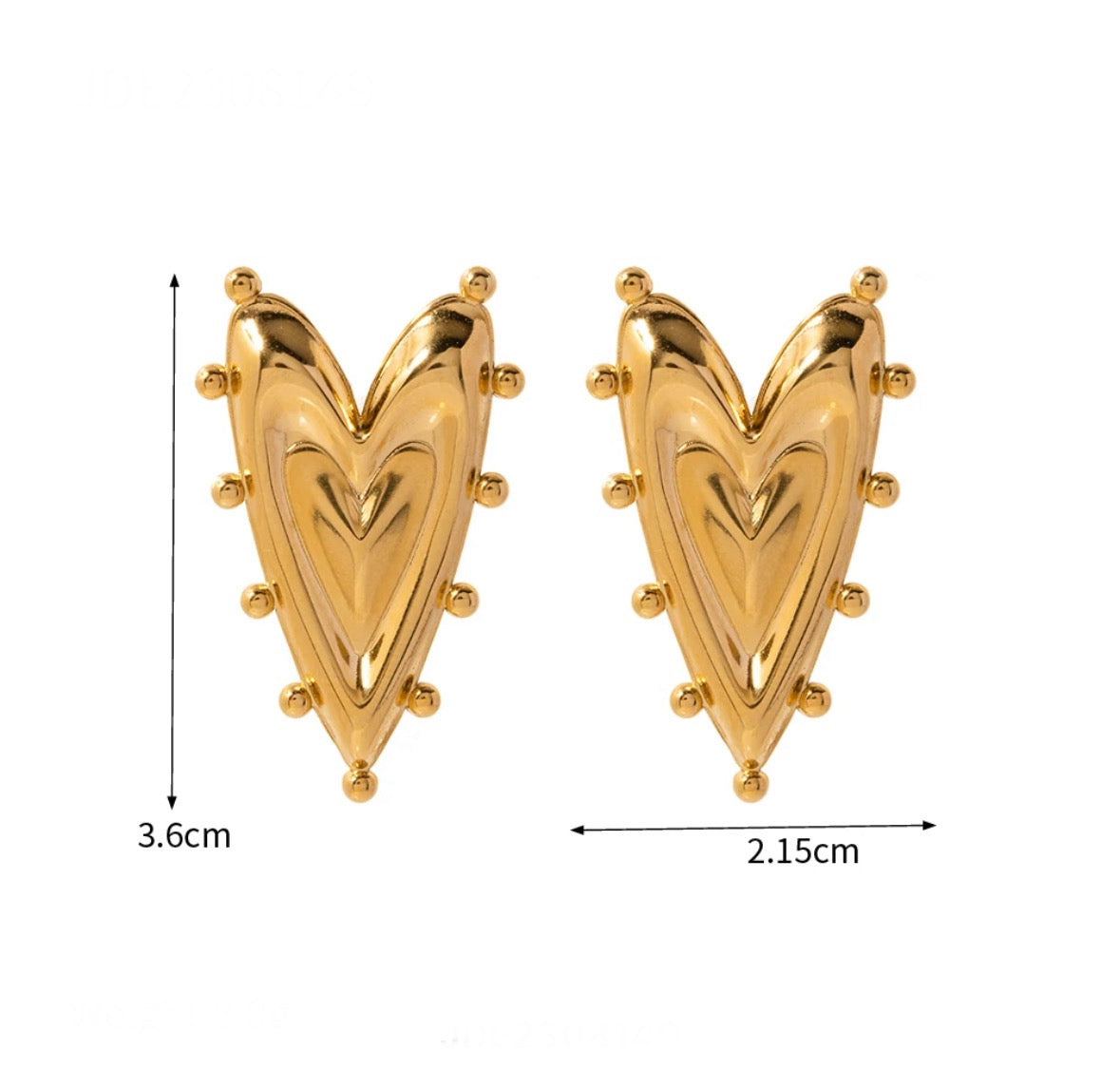 Geometric heart stud earrings