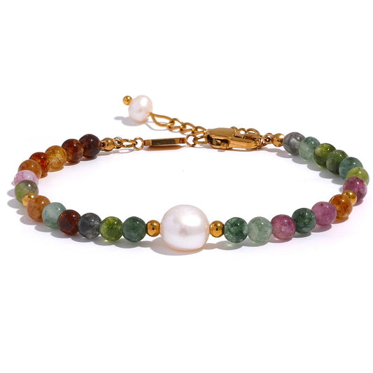 Stone Pearls Colorful Bead Bracelet