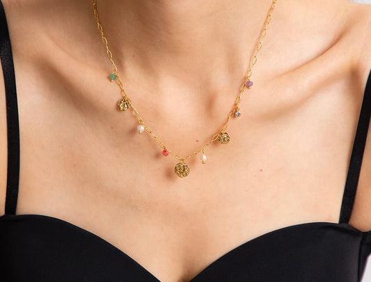 Pearl natural stone necklace