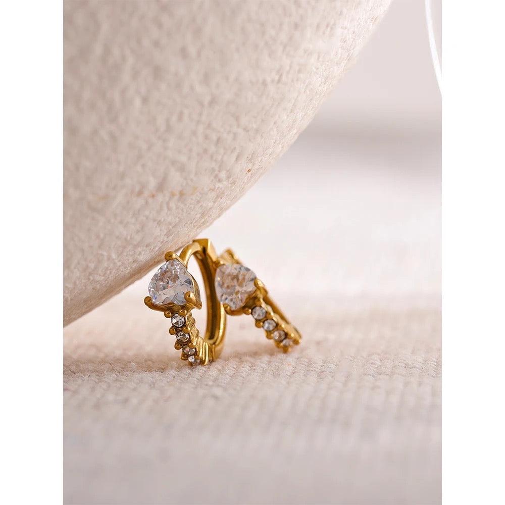 Heart huggie hoop earrings