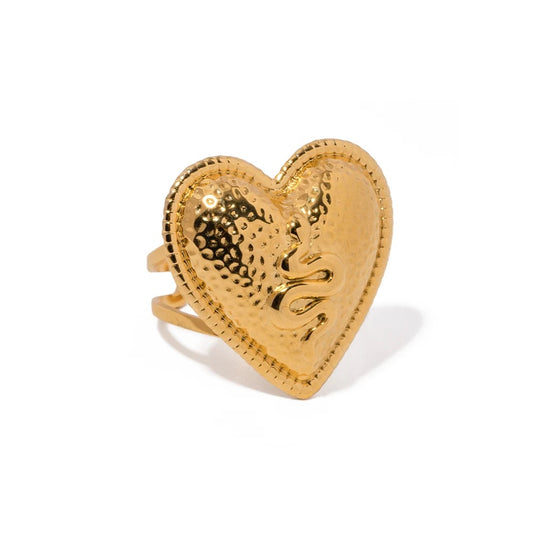 Texture heart snake adjustable ring