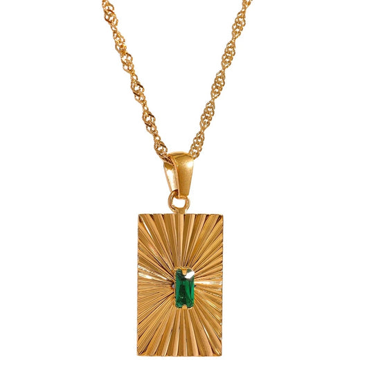 Green square necklace