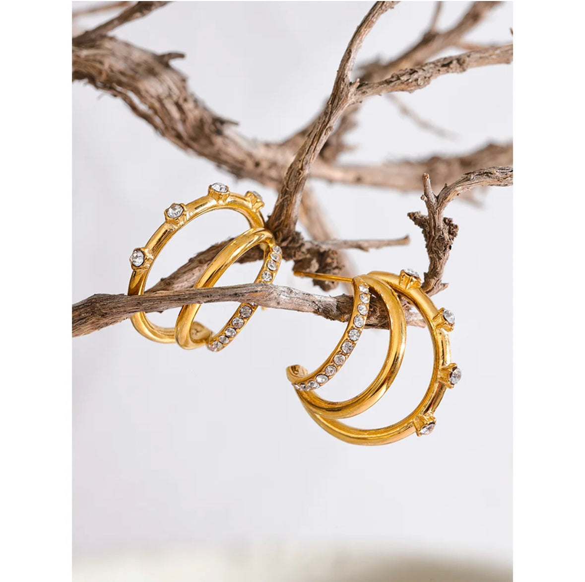 Layered hoop stud earrings