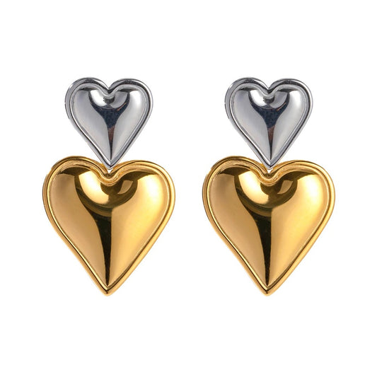 Two tone heart earrings