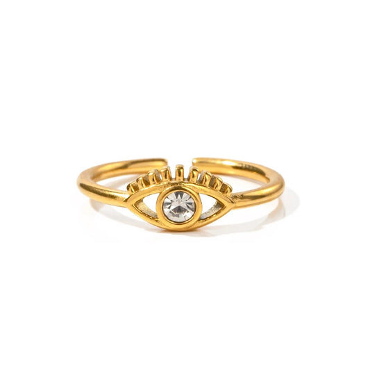 Evil eye adjustable ring