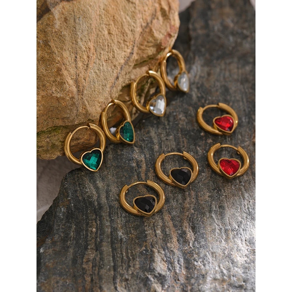 Heart huggie hoop earrings