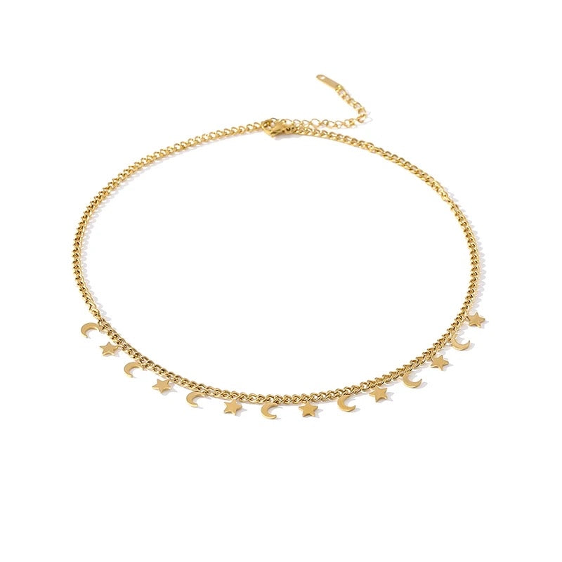 Moon and star necklace