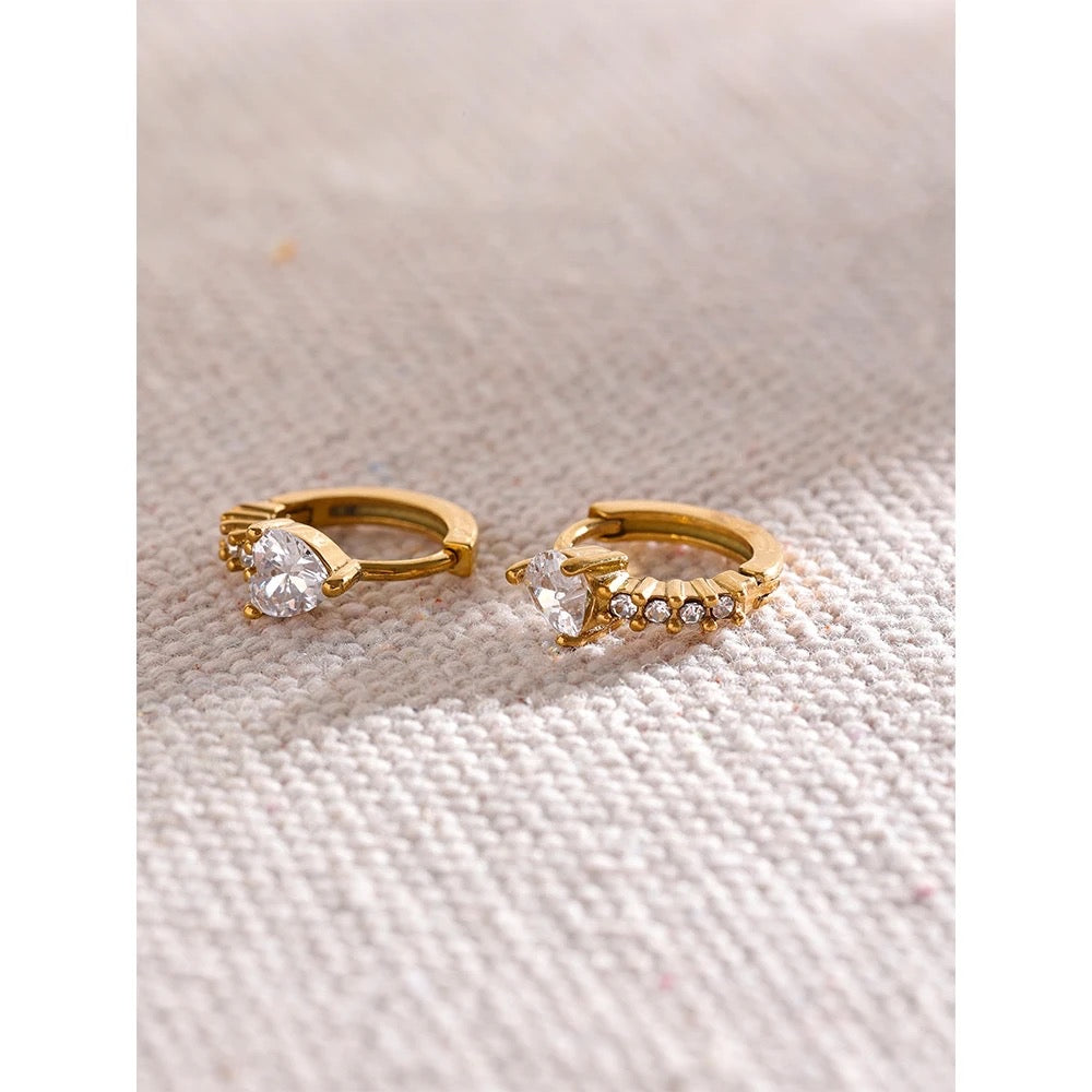 Heart huggie hoop earrings