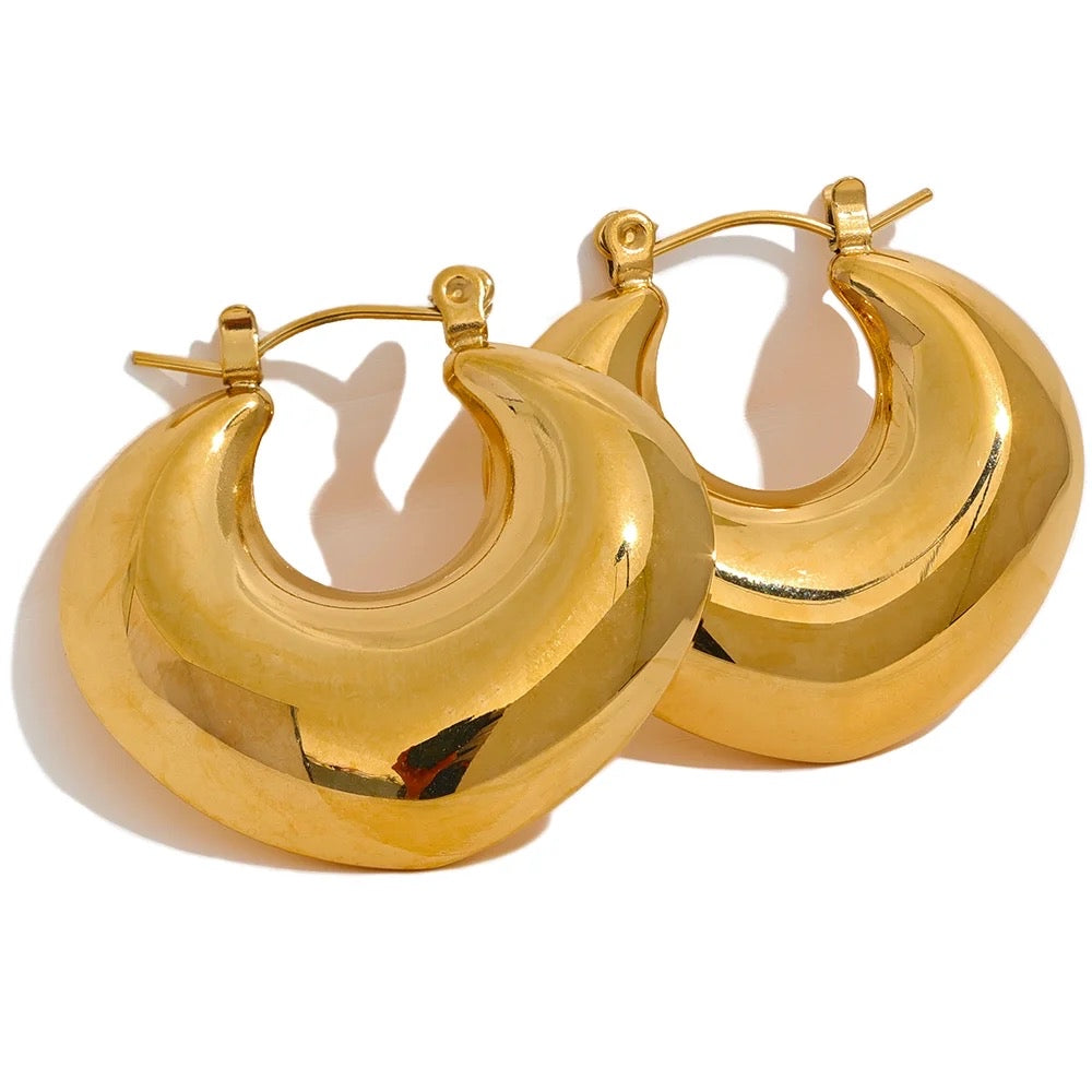 Geometric gold chunky hoop earrings