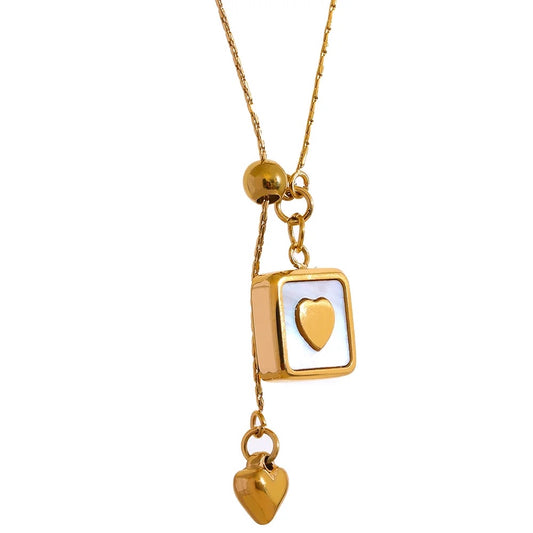 Square heart shell pedant necklace