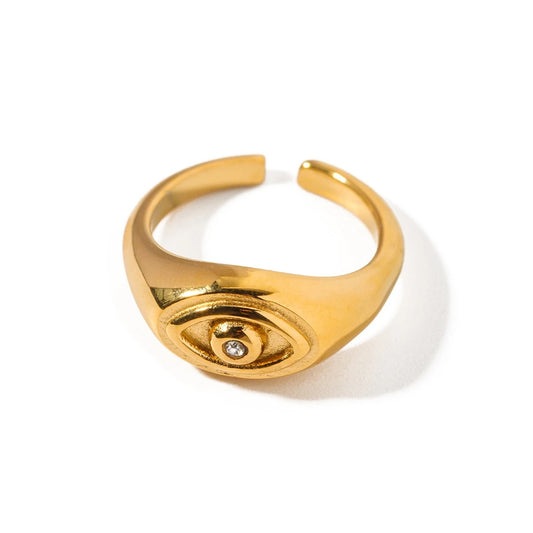 Evil eye adjustable ring