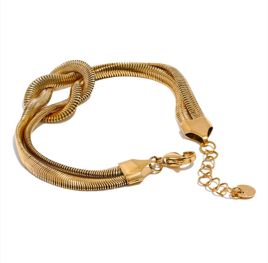Snake Chain Knot Layered Overlay Bracelet
