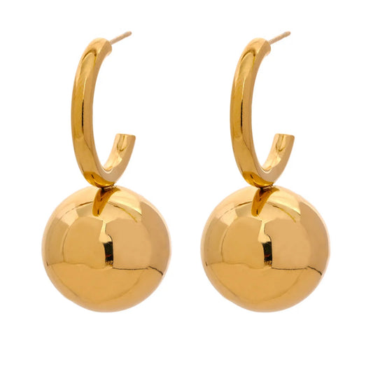 Gold round ball stud earrings
