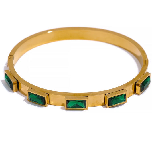 Green cubic zirconia bangle