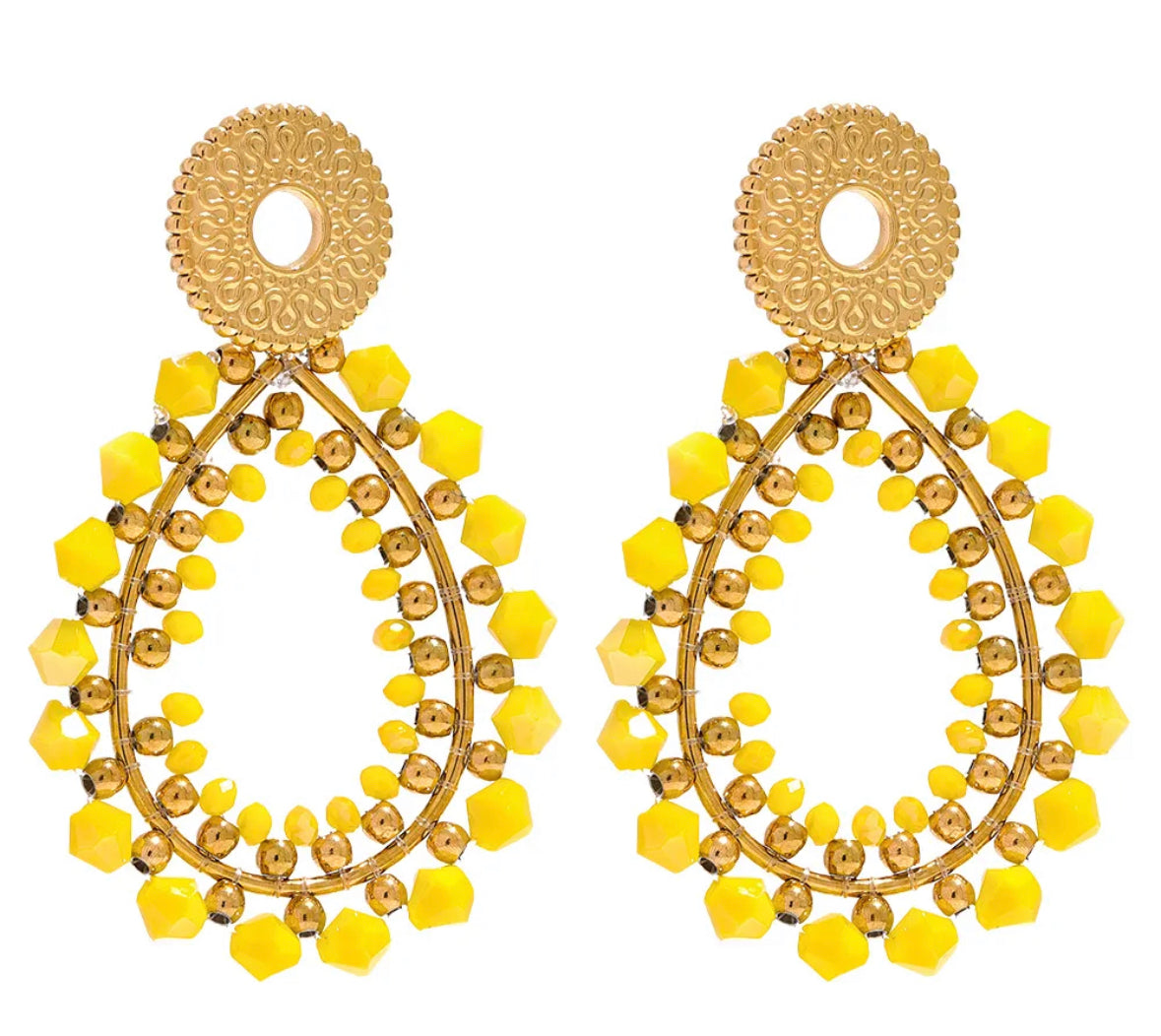 Crystal beads long earrings