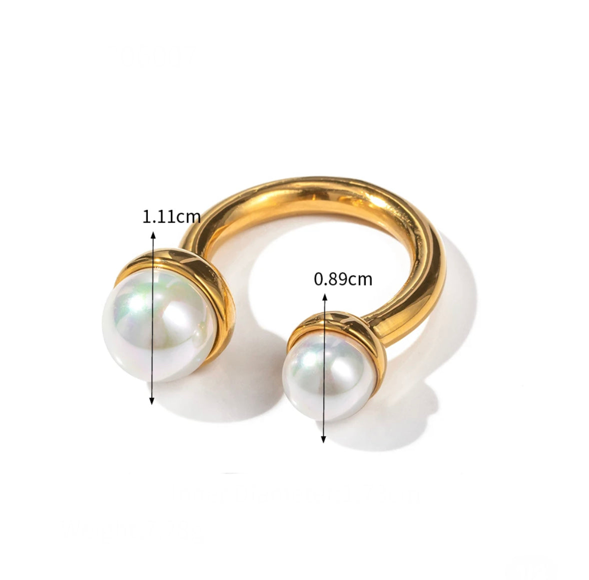 Two pearl adjustable ring