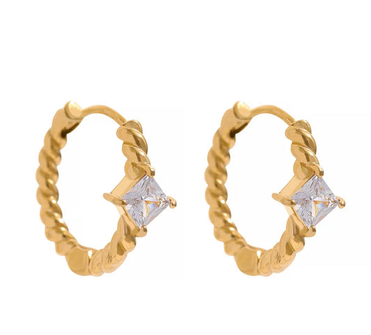 White elegant huggie hoop earrings